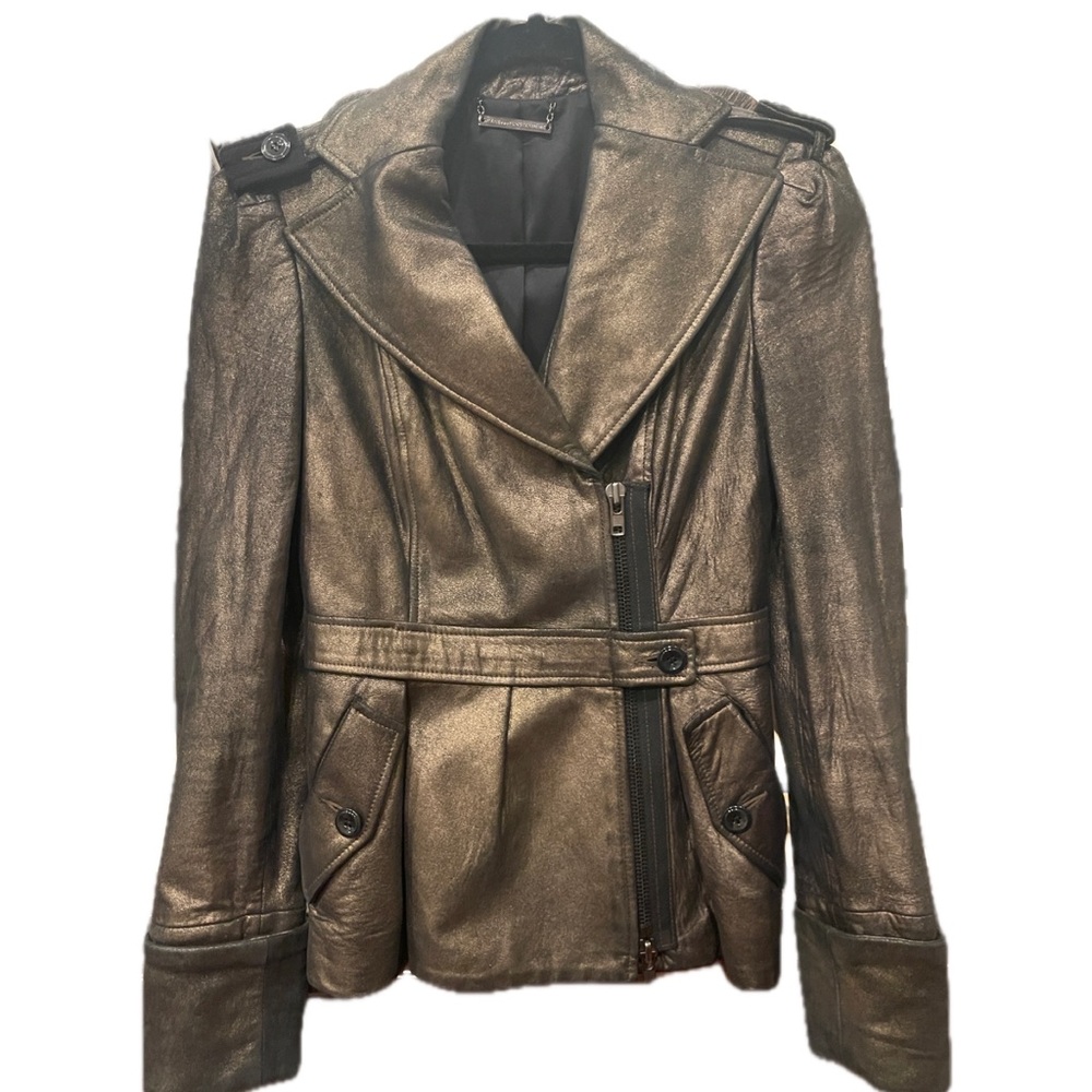 Diane Von Furstenberg Metallic Women's Leather Jacket